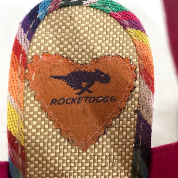 Rocket dog • rainbow stripe wedge espadrilles peep toe slingback ruffle • 7.5 - Picture 5 of 10